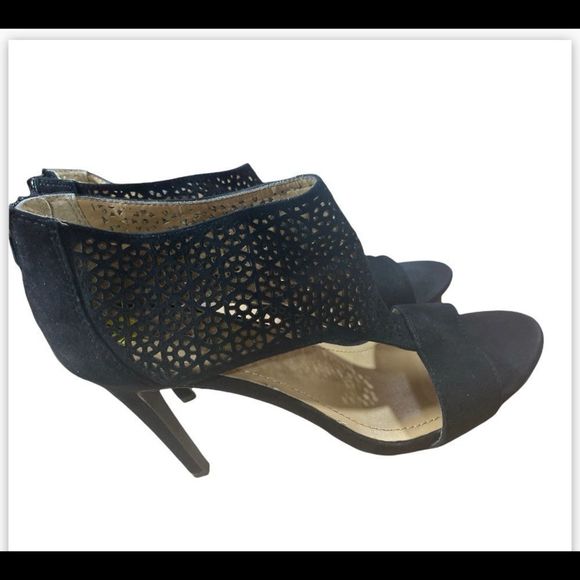 BCBGeneration Kadia Black Suede Open Toe Pump Heels Womens Size 9 - Picture 4 of 6